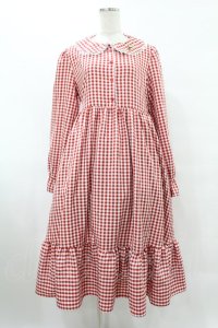 FLC / 星名桜子/ギンガムチェックワンピース LL レッド H-25-08-08-1028-0-OP-NS-ZH