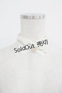 画像1: Amavel / Heart Crossフリルリボンチョーカー  オフ H-25-08-08-070-CA-AC-NS-ZH