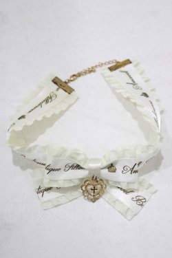 画像2: Amavel / Heart Crossフリルリボンチョーカー  オフ H-25-08-08-070-CA-AC-NS-ZH