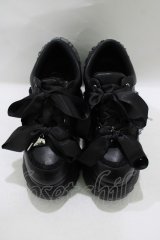 Honey Cinnamon / ダブルリボン厚底スニーカー S（23〜23.5cm ） ブラック H-25-08-08-082-LO-SH-NS-ZH