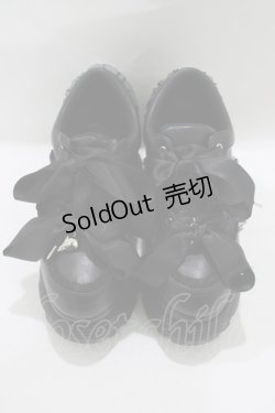 画像1: Honey Cinnamon / ダブルリボン厚底スニーカー S（23〜23.5cm ） ブラック H-25-08-08-082-LO-SH-NS-ZH