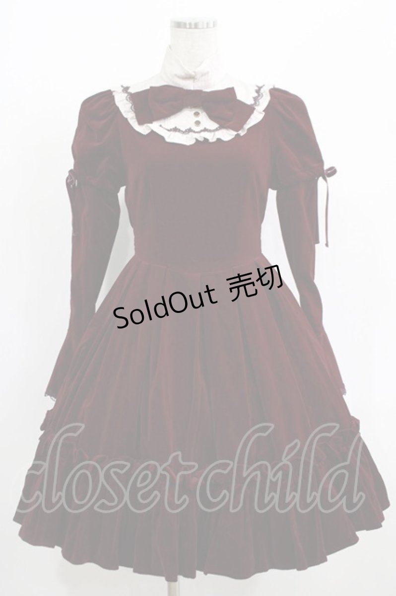画像1: Victorian maiden / 別珍マロリーワンピース Free ボルドー H-25-08-08-012-CL-OP-NS-ZH (1)