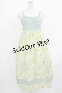 axes femme POETIQUE / レモン柄ワンピース M グリーン H-25-08-08-021-AX-OP-NS-ZH