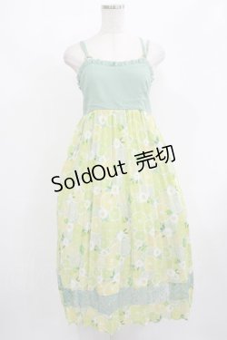 画像1: axes femme POETIQUE / レモン柄ワンピース M グリーン H-25-08-08-021-AX-OP-NS-ZH