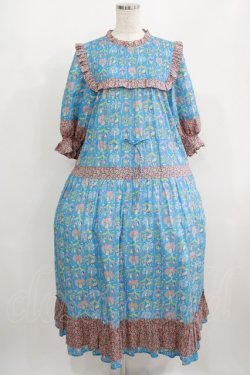 画像1: Jane Marple / A Celebrationコラボレーションドレス  ターコイズブルー×ピンク H-25-08-09-003-JM-OP-KB-ZH