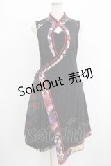 Ozz oneste / チャイナボタンチュニックワンピース  黒×赤 H-25-08-09-027-OO-OP-KB-ZH