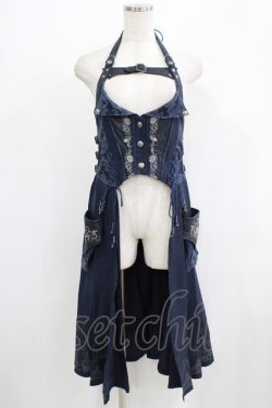 画像1: Ozz oneste / 薔薇刺繍ホルターオーバービスチェ  ネイビー H-25-08-09-037-OO-TO-KB-ZH
