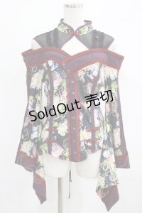 Ozz oneste / 2Way着物袖トップス  黒×紫 H-25-08-09-038-OO-TO-KB-ZH