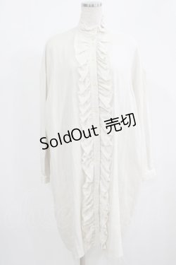 画像1: elements,H / ガーゼフリルロングブラウス  アイボリー H-25-08-09-044-PU-BL-KB-ZH