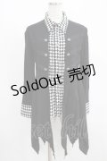 ALGONQUINS / レイヤード風ロングシャツ  黒×ダイヤ H-25-08-09-045-AL-BL-KB-ZH