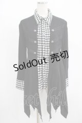 ALGONQUINS / レイヤード風ロングシャツ  黒×ダイヤ H-25-08-09-045-AL-BL-KB-ZH