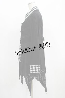 画像2: ALGONQUINS / レイヤード風ロングシャツ  黒×ダイヤ H-25-08-09-045-AL-BL-KB-ZH