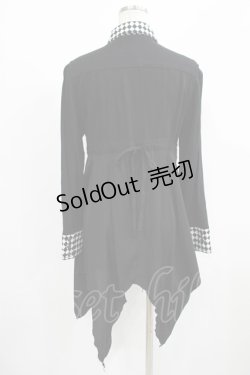 画像3: ALGONQUINS / レイヤード風ロングシャツ  黒×ダイヤ H-25-08-09-045-AL-BL-KB-ZH