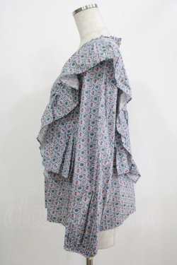 画像2: Jane Marple Dans Le Salon / Noon shoulder frill blouse  blue grey H-25-08-09-047-JM-BL-KB-ZH