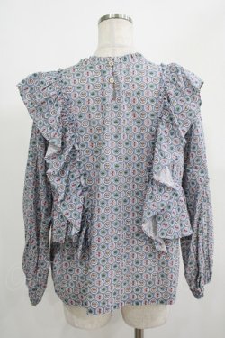 画像3: Jane Marple Dans Le Salon / Noon shoulder frill blouse  blue grey H-25-08-09-047-JM-BL-KB-ZH