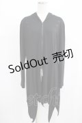 ALGONQUINS / クロス刺繍イレギュラーZIPパーカー  黒 H-25-08-09-049-AL-TO-KB-ZH