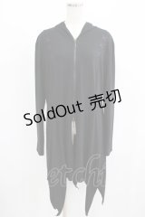 ALGONQUINS / クロス刺繍イレギュラーZIPパーカー  黒 H-25-08-09-049-AL-TO-KB-ZH