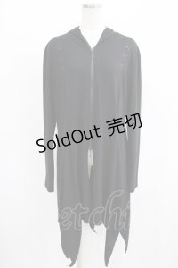 ALGONQUINS / クロス刺繍イレギュラーZIPパーカー  黒 H-25-08-09-049-AL-TO-KB-ZH