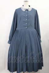 m petit by misako / レース襟プリーツワンピース LL ブルー H-25-08-09-1003-LO-OP-NS-ZH