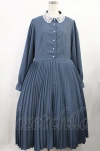 m petit by misako / レース襟プリーツワンピース LL ブルー H-25-08-09-1003-LO-OP-NS-ZH