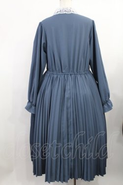 画像2: m petit by misako / レース襟プリーツワンピース LL ブルー H-25-08-09-1003-LO-OP-NS-ZH