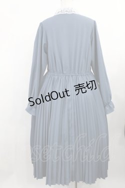 画像2: m petit by misako / レース襟プリーツワンピース LL ブルー H-25-08-09-1003-LO-OP-NS-ZH