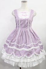 画像1: Angelic Pretty / スカラップレースたたきジャンパースカート Free ラベンダー H-25-08-09-1009-AP-OP-NS-ZH (1)