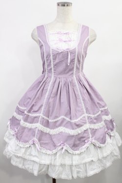 画像1: Angelic Pretty / スカラップレースたたきジャンパースカート Free ラベンダー H-25-08-09-1009-AP-OP-NS-ZH