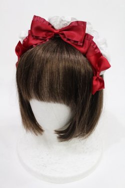 画像1: DearMyLove / コットンレースメイドカチューシャ  レッド H-25-08-09-1023-EL-AC-YZ-ZH