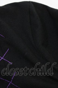 画像4: ALGONQUINS / クロス刺繍イレギュラーZIPパーカー  黒 H-25-08-09-049-AL-TO-KB-ZH