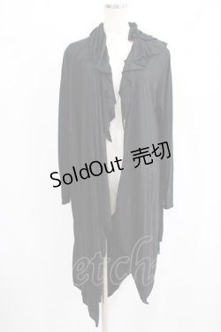 画像1: ALGONQUINS / ロングカットカーディガン  黒 H-25-08-09-050-AL-TO-KB-ZH