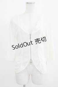 Rozen Kavalier / メッシュZIPカーディガン  白 H-25-08-09-051-OO-TO-KB-ZH