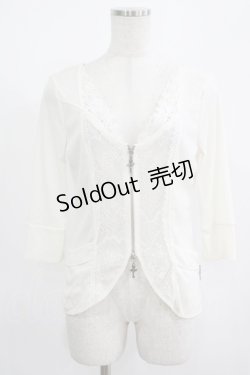 画像1: Rozen Kavalier / メッシュZIPカーディガン  白 H-25-08-09-051-OO-TO-KB-ZH