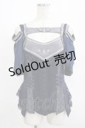 Ozz oneste / alys rose刺繍使い 2way frillカットソー  ネイビー H-25-08-09-053-OO-TO-KB-ZH