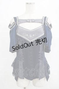 Ozz oneste / alys rose刺繍使い 2way frillカットソー  ネイビー H-25-08-09-053-OO-TO-KB-ZH