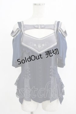 画像1: Ozz oneste / alys rose刺繍使い 2way frillカットソー  ネイビー H-25-08-09-053-OO-TO-KB-ZH