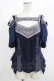 画像1: Ozz oneste / alys rose刺繍使い 2way frillカットソー  ネイビー H-25-08-09-053-OO-TO-KB-ZH (1)