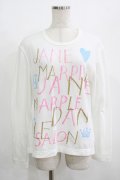 Jane Marple / ロゴプリントのロングスリーブトップス  白 H-25-08-09-056-JM-TO-KB-ZH