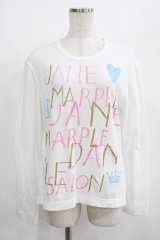 Jane Marple / ロゴプリントのロングスリーブトップス  白 H-25-08-09-056-JM-TO-KB-ZH