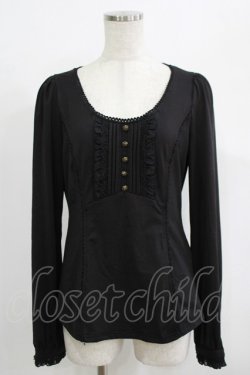 画像1: Ozz oneste / 薔薇刺繍ピンタックトップス  黒 H-25-08-09-057-OO-TO-KB-ZH