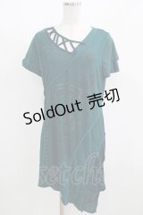 Ozz Croce / 異素材切替ロングトップス  グリーン H-25-08-09-059-OO-TO-KB-ZH