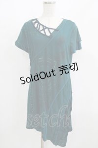 Ozz Croce / 異素材切替ロングトップス  グリーン H-25-08-09-059-OO-TO-KB-ZH