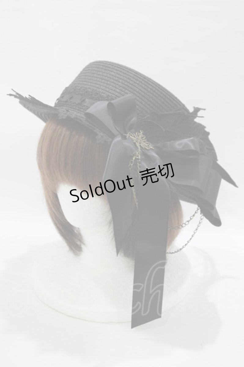 画像1: MR corset / WINGレースリボンハット  黒 H-25-08-09-070-PU-AC-KB-ZT087 (1)