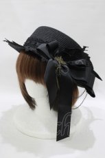 画像1: MR corset / WINGレースリボンハット  黒 H-25-08-09-070-PU-AC-KB-ZT087 (1)