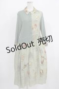 Jane Marple Dans Le Salon / Scottish scarf trompe-l'oeil dress  Mint grey×Mint grey H-25-08-09-008-JM-OP-KB-ZH