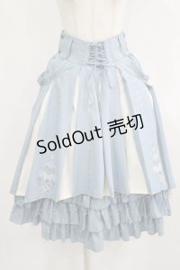 Ozz oneste / 霧蝶刺繍入り袴風プリーツスカート  サックス H-25-08-09-023-OO-SK-KB-ZH