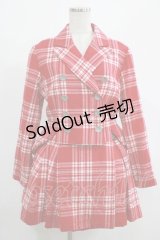 Jane Marple / ウールチェックジャケット＆ラップスカート M 赤 H-25-08-10-1026-JM-JA-KB-ZH
