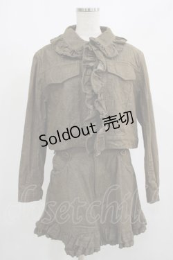 画像1: Jane Marple / フリルデニムジャケット＆スカート M カーキ H-25-08-10-1033-JM-JA-KB-ZH