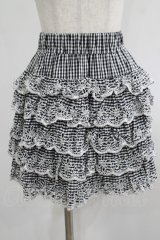 Jane Marple / カットワークギンガムスカート M 黒 H-25-08-10-1034-JM-SK-KB-ZH