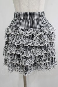 Jane Marple / カットワークギンガムスカート M 黒 H-25-08-10-1034-JM-SK-KB-ZH